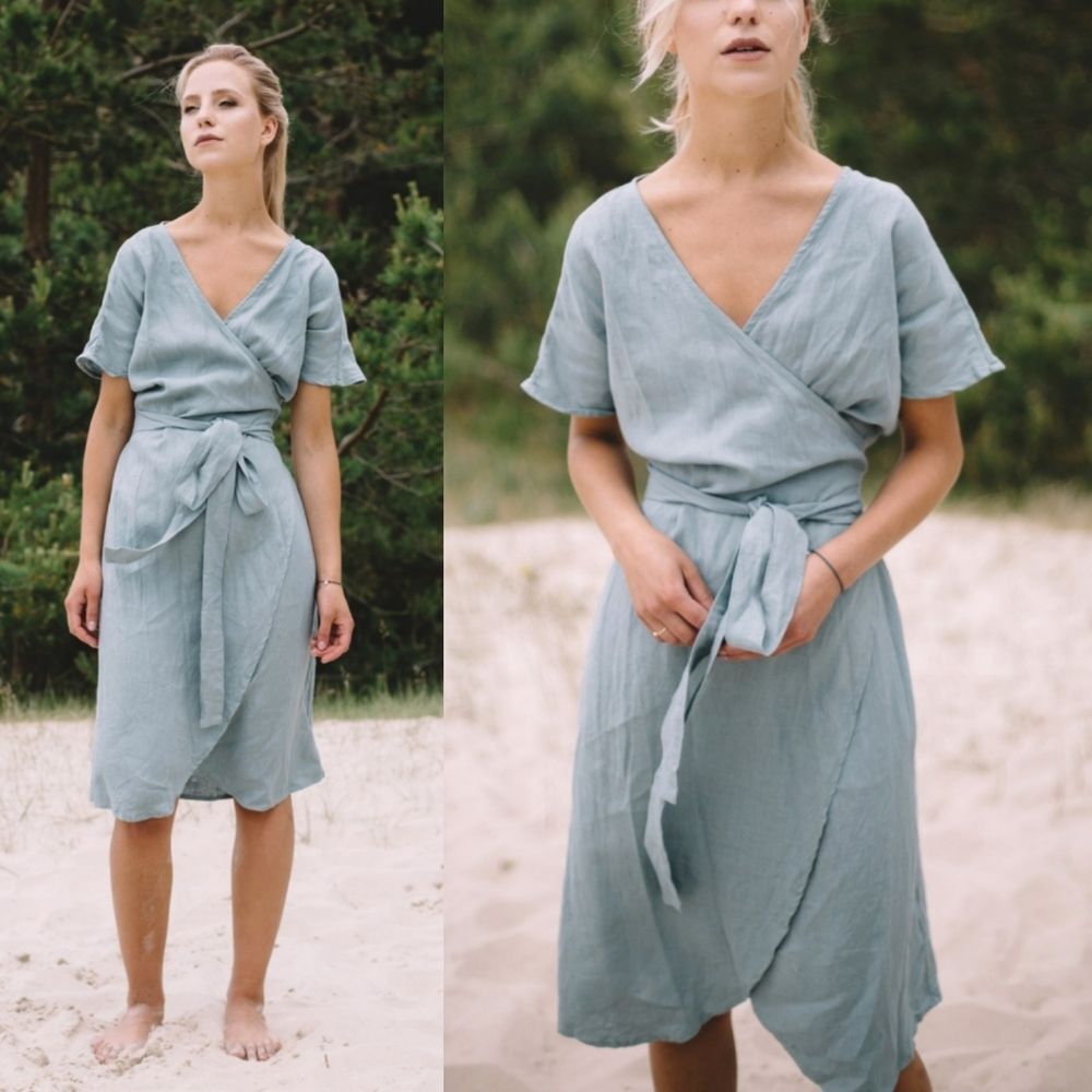 Mimosa Linen Wrap Dress